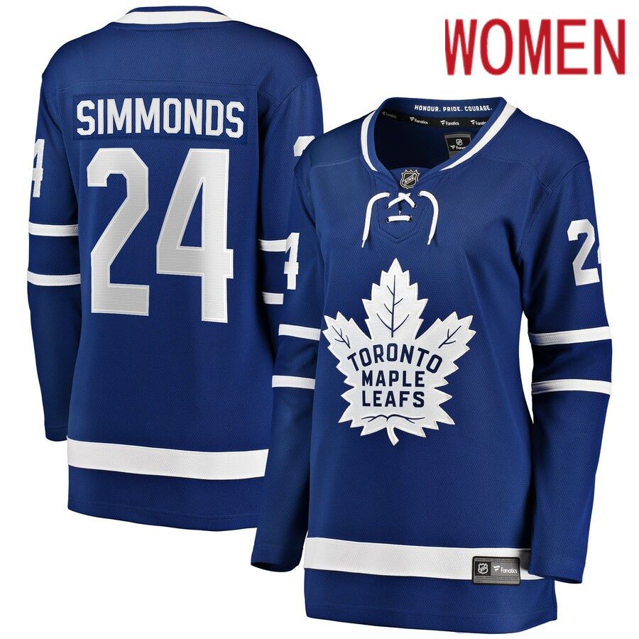 Women Toronto Maple Leafs 24 Wayne Simmonds Fanatics Branded Blue Breakaway Player NHL Jersey